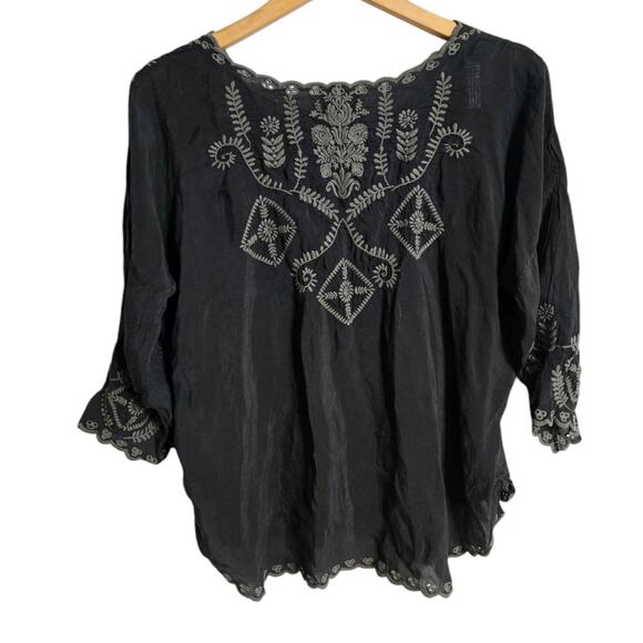 Johnny Was Charcoal Embroidered Blouse - Picture 4 of 8